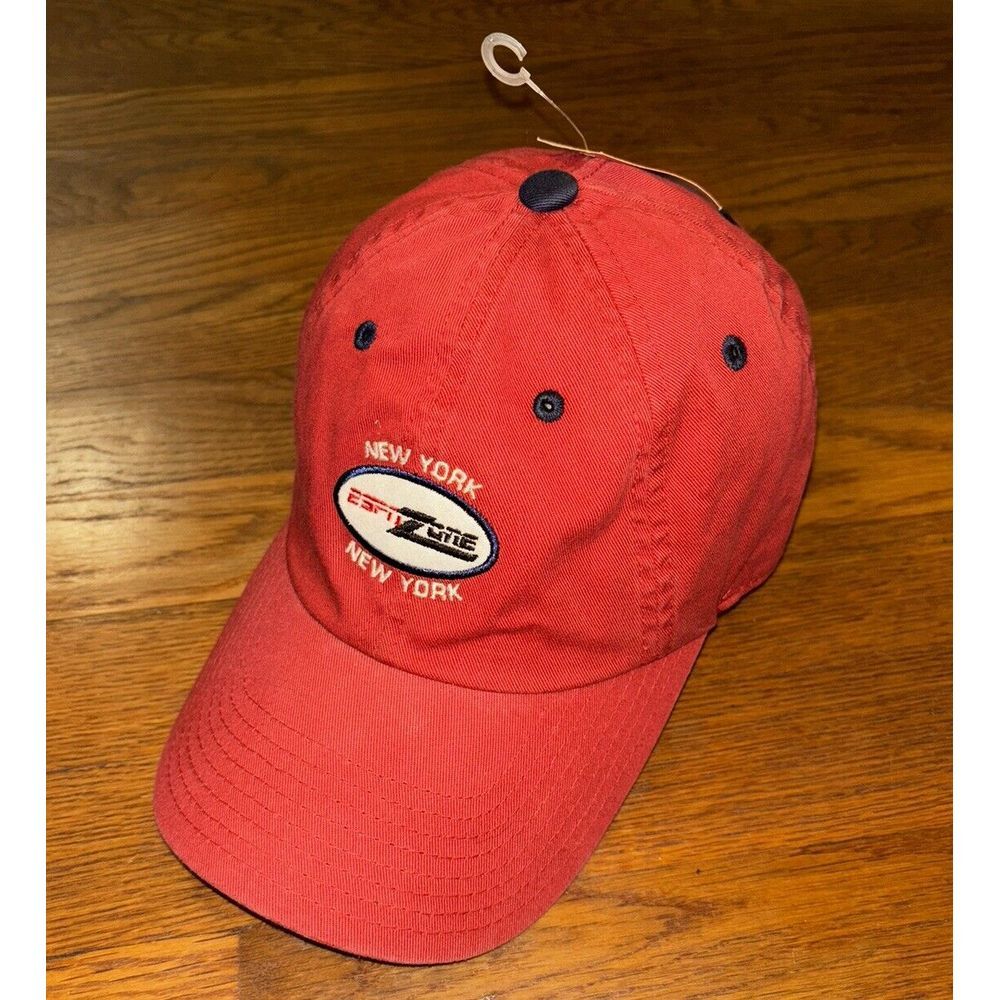 NOS ESPN Zone New York Disney World Cap Dad‎ Hat Adjustable Strapback Red Retro